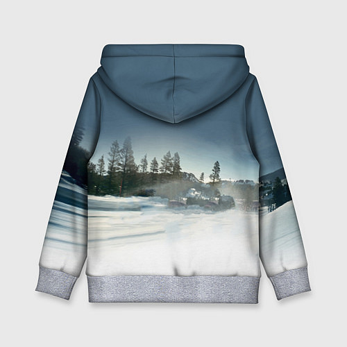 Детская толстовка Крутая бэха мчится по лесной дороге / 3D-Меланж – фото 2