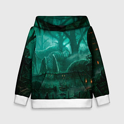 Толстовка-худи детская Причал у болота, цвет: 3D-белый
