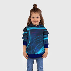 Толстовка-худи детская Синие абстрактные линии в темноте, цвет: 3D-синий — фото 2