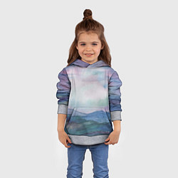 Толстовка-худи детская Горный пейзаж акварель, цвет: 3D-меланж — фото 2