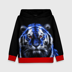 Толстовка-худи детская Синий неоновый тигр, цвет: 3D-красный
