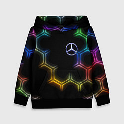 Толстовка-худи детская Mercedes - neon pattern, цвет: 3D-черный