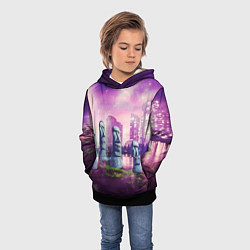 Толстовка-худи детская Мем камень лицо - головы Моаи, цвет: 3D-черный — фото 2