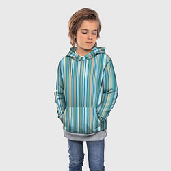 Толстовка-худи детская Текстура полосы зелено-голубой, цвет: 3D-меланж — фото 2