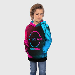 Толстовка-худи детская Nissan - neon gradient, цвет: 3D-черный — фото 2