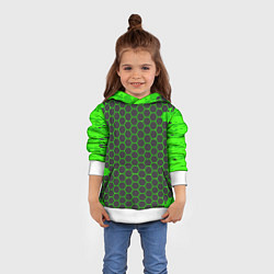Толстовка-худи детская Зеленые плиты, цвет: 3D-белый — фото 2
