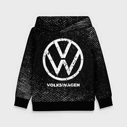 Толстовка-худи детская Volkswagen с потертостями на темном фоне, цвет: 3D-черный
