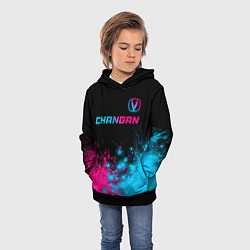 Толстовка-худи детская Changan - neon gradient: символ сверху, цвет: 3D-черный — фото 2