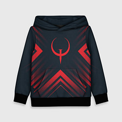 Толстовка-худи детская Красный символ Quake на темном фоне со стрелками, цвет: 3D-черный