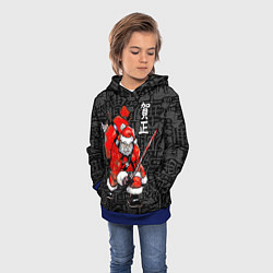 Толстовка-худи детская Santa Claus Samurai, цвет: 3D-синий — фото 2