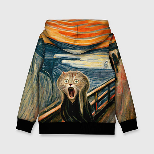 Детская толстовка Нейросеть - крик кота / 3D-Черный – фото 2