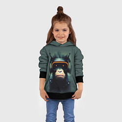 Толстовка-худи детская Кибер-обезьяна, цвет: 3D-черный — фото 2