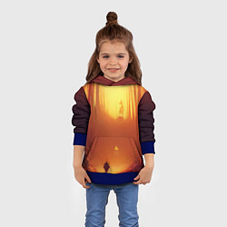 Толстовка-худи детская Темная ведьма колдует в жутком лесу, цвет: 3D-синий — фото 2