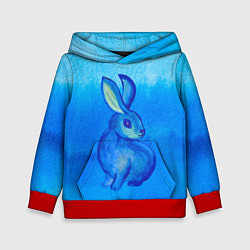 Толстовка-худи детская Водяной кролик символ 2023, цвет: 3D-красный