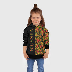 Толстовка-худи детская Хохлома-символ России, цвет: 3D-черный — фото 2