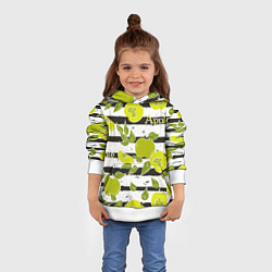 Толстовка-худи детская Яблоки на чёрно-белом фоне, цвет: 3D-белый — фото 2