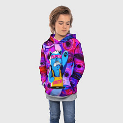 Толстовка-худи детская DJ Scratchy in pink glasses, цвет: 3D-меланж — фото 2
