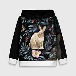 Детская толстовка Новогодний кролик - Веточки и цветочки