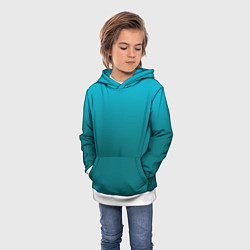 Толстовка-худи детская Градиент бирюзовый, цвет: 3D-белый — фото 2
