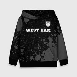 Толстовка-худи детская West Ham sport на темном фоне: символ сверху, цвет: 3D-черный