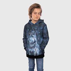 Толстовка-худи детская Лесной волк, цвет: 3D-черный — фото 2