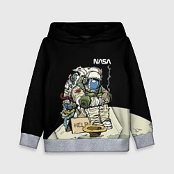 Толстовка-худи детская NASA - Help! Astronaut - Joke, цвет: 3D-меланж