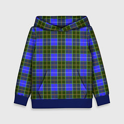 Толстовка-худи детская Ткань Шотландка сине-зелёная, цвет: 3D-синий