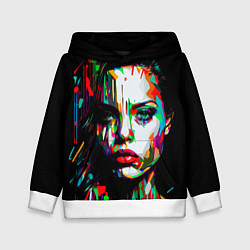 Толстовка-худи детская Анджелина Джоли - поп-арт, цвет: 3D-белый