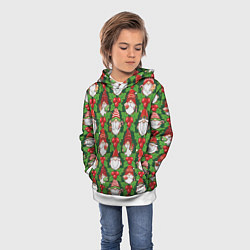 Толстовка-худи детская Новогодние гномы - паттерн, цвет: 3D-белый — фото 2