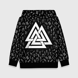 Толстовка-худи детская Valknut runes pattern, цвет: 3D-черный
