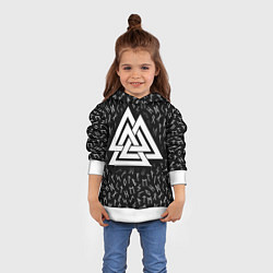 Толстовка-худи детская Valknut runes pattern, цвет: 3D-белый — фото 2