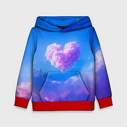 Толстовка-худи детская Облако в форме сердца, цвет: 3D-красный