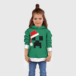 Толстовка-худи детская Майнкрафт новогодний, цвет: 3D-белый — фото 2