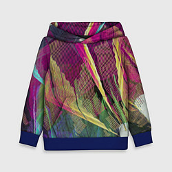 Толстовка-худи детская Неоновые волнообразные линии, цвет: 3D-синий