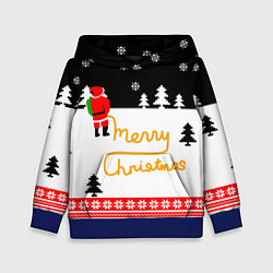Толстовка-худи детская Merry christmas - Санта Клаус, цвет: 3D-синий