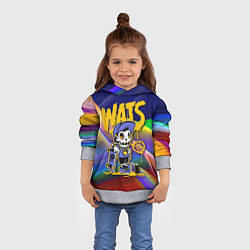 Толстовка-худи детская Whats - скелет со скейтбордом - граффити, цвет: 3D-меланж — фото 2