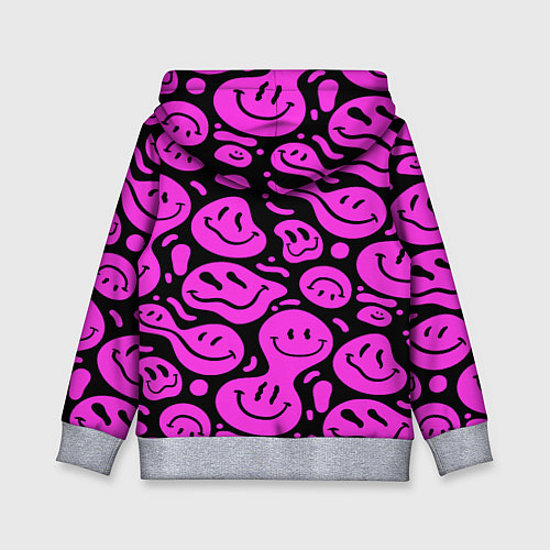 Детская толстовка Кислотный розовый в смайликах / 3D-Меланж – фото 2
