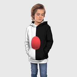 Толстовка-худи детская Красный шар на черно-белом фоне с объемным эффекто, цвет: 3D-белый — фото 2