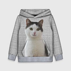 Толстовка-худи детская Задумчивый котик, цвет: 3D-меланж