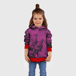 Толстовка-худи детская Тёмно-розовые краски во тьме, цвет: 3D-красный — фото 2