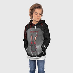 Толстовка-худи детская Чёрный кролик говорит здарова, цвет: 3D-белый — фото 2