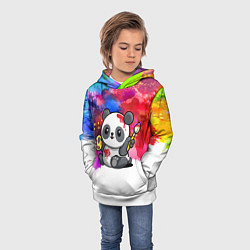 Толстовка-худи детская Милый пандёныш - великий художник, цвет: 3D-белый — фото 2