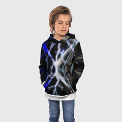 Толстовка-худи детская Молния в космосе, цвет: 3D-белый — фото 2