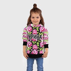 Толстовка-худи детская Ирина в цветах, цвет: 3D-черный — фото 2
