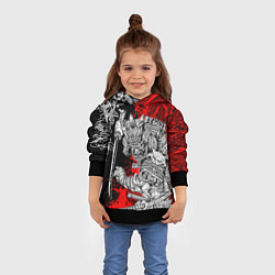 Толстовка-худи детская Самурай и драконы, цвет: 3D-черный — фото 2