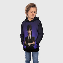Толстовка-худи детская Уэнздей, цвет: 3D-черный — фото 2