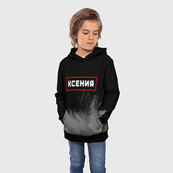 Толстовка-худи детская Ксения - в красной рамке на темном, цвет: 3D-черный — фото 2