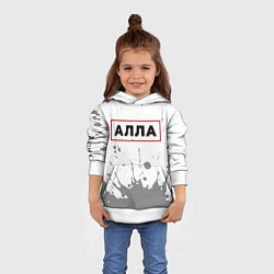 Толстовка-худи детская Алла - в красной рамке на светлом, цвет: 3D-белый — фото 2