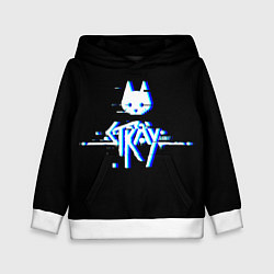 Толстовка-худи детская Stray blue glitch, цвет: 3D-белый