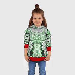 Толстовка-худи детская Зеленый узор, цвет: 3D-красный — фото 2